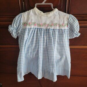 Vintage 80s Gingham and Flower Baby Dress